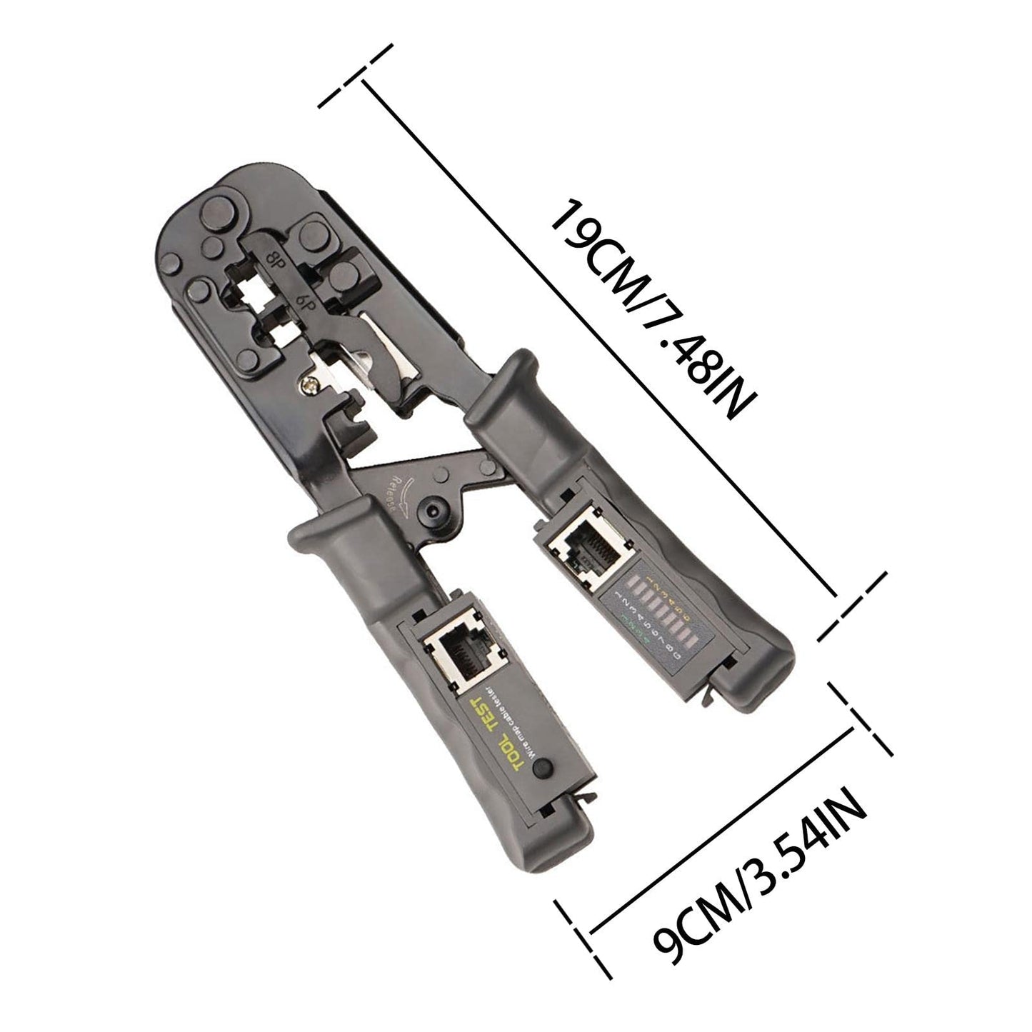 The crimping and cable testing (كماشه كبس كابلات الشبكة  مع جهاز فحص مدمج)